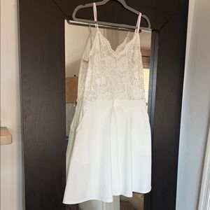 White Lace Bodice A-Line Dress - Women's